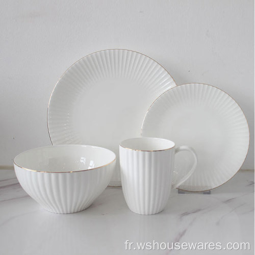 Dîne en porcelaine de mariage de luxe personnalisé blanc